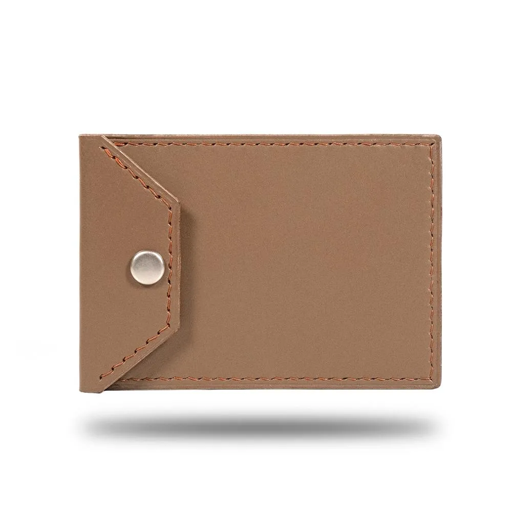 Sage Green & Walnut Brown Leather Envelop Style Cardholder