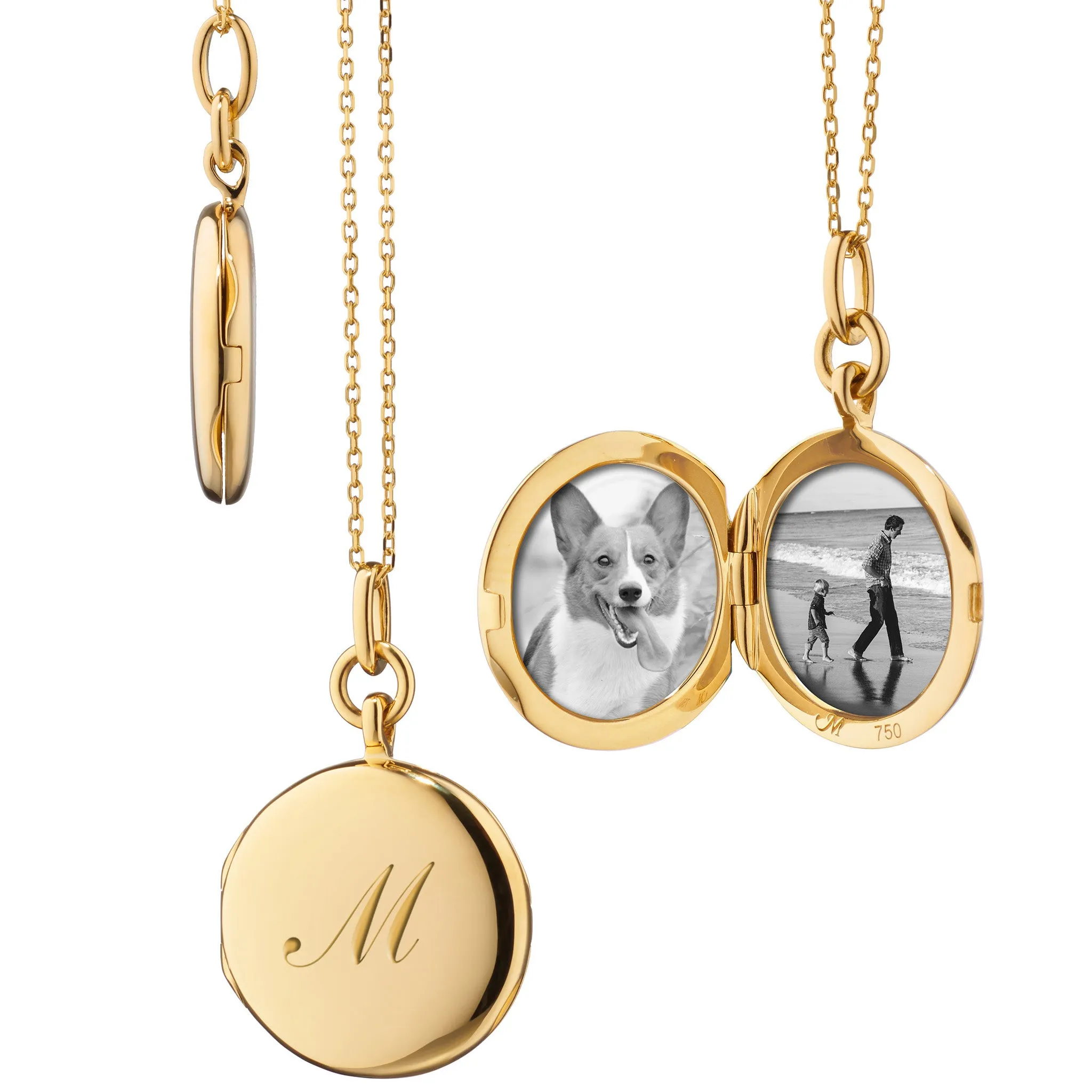 Slim "Quinn" 18K Gold Engraved Locket Necklace