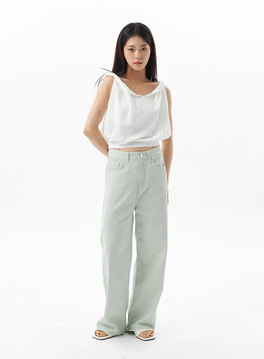 Straight Leg Cotton Pants OU319