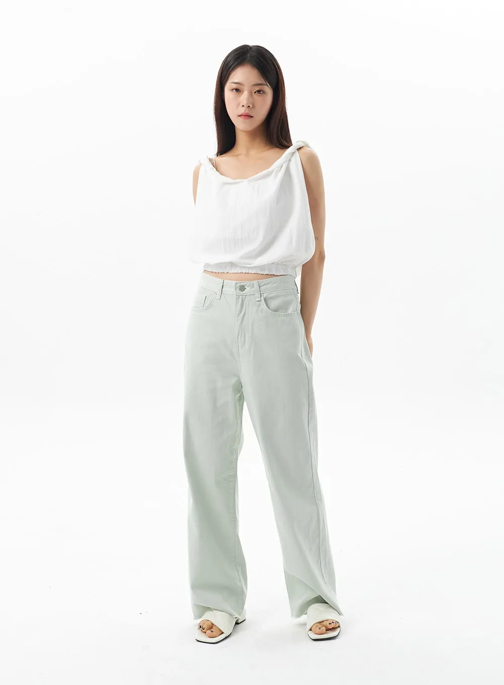 Straight Leg Cotton Pants OU319