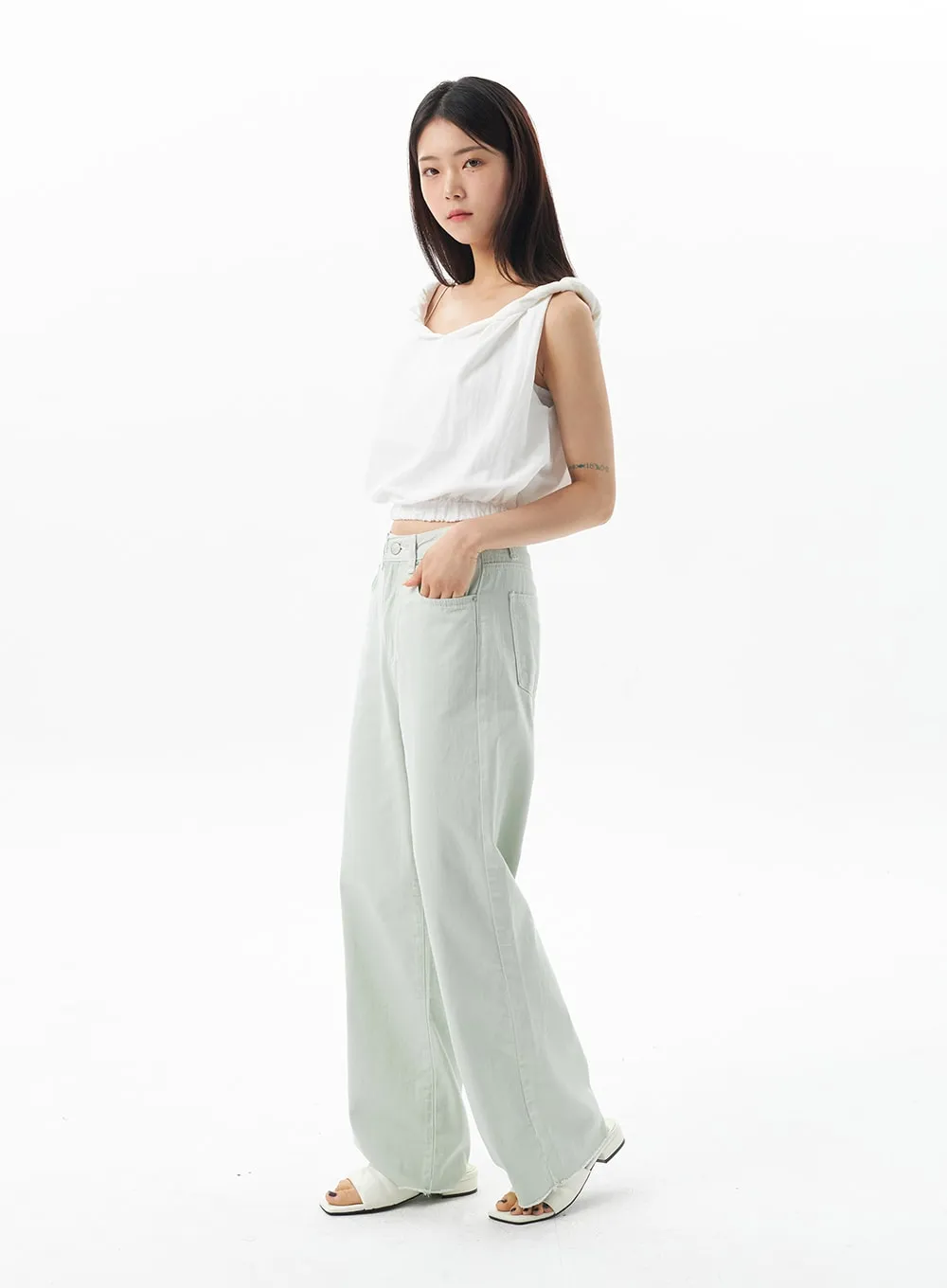 Straight Leg Cotton Pants OU319