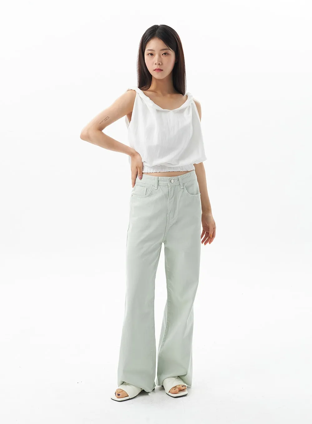 Straight Leg Cotton Pants OU319