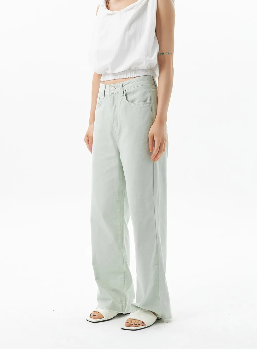 Straight Leg Cotton Pants OU319