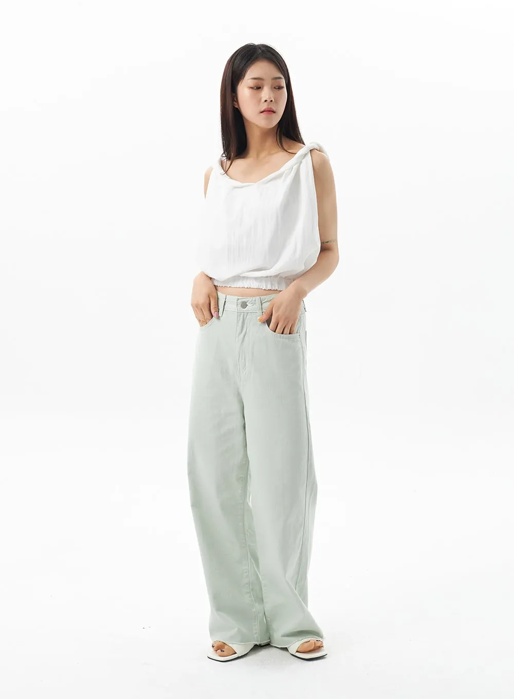 Straight Leg Cotton Pants OU319