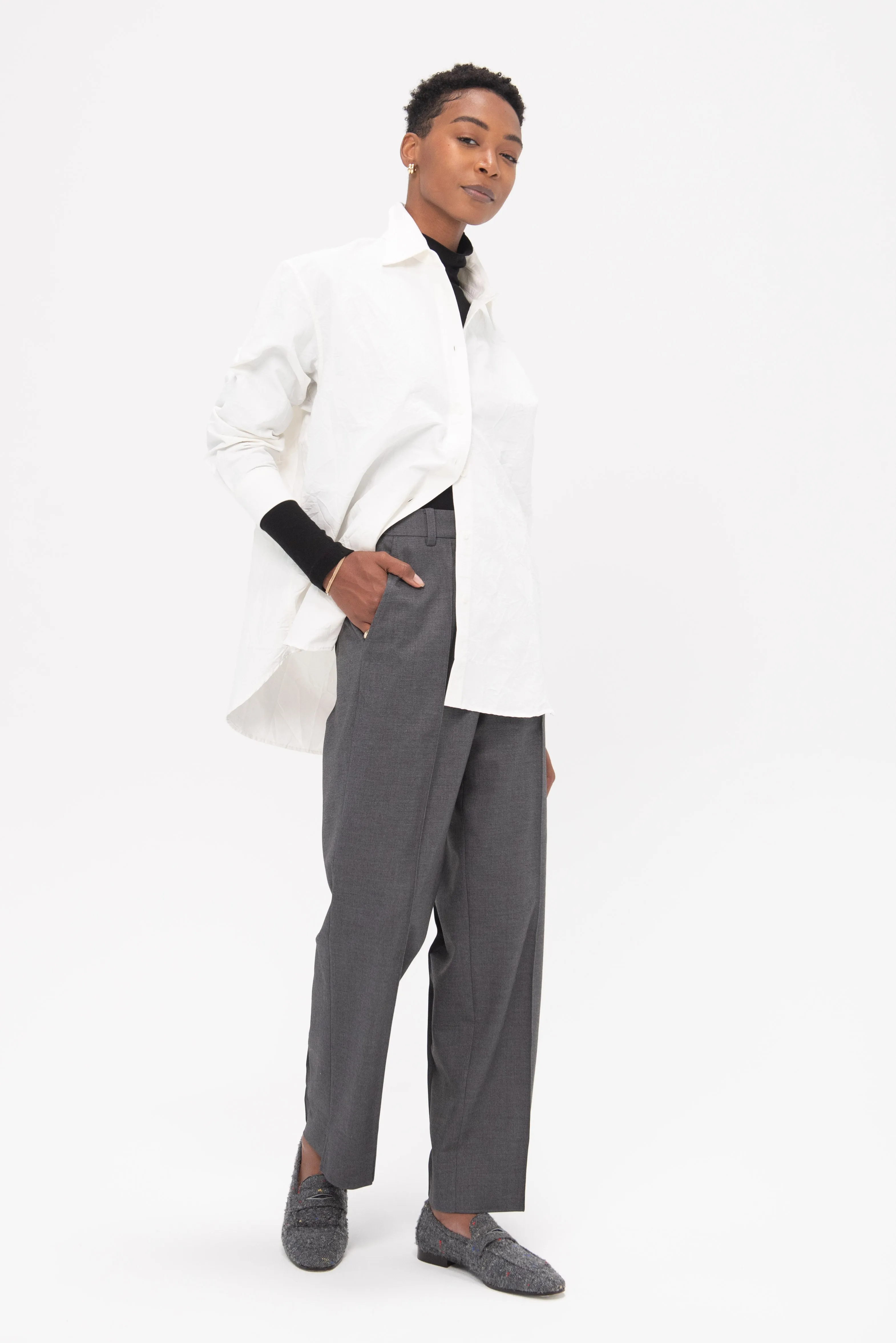 Straight Leg Pants, Charcoal