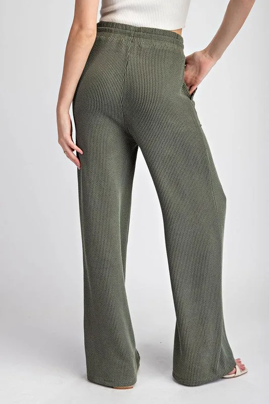 Textured Drawstring Straight Leg Pants