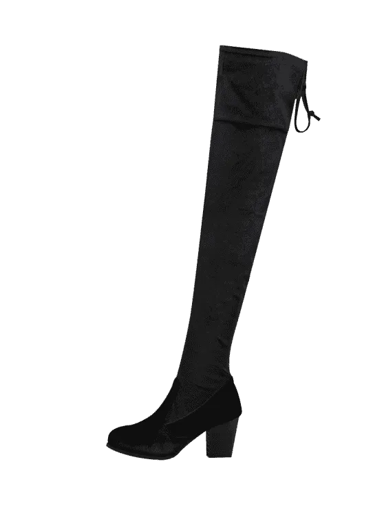 Trendy Pointed Toe Chunky Heel Over The Knee Boots