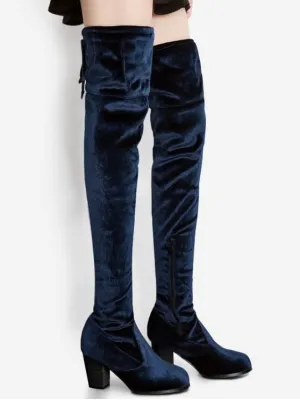 Trendy Pointed Toe Chunky Heel Over The Knee Boots