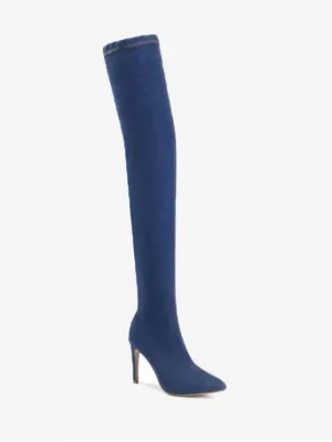 Trendy Stiletto Denim Over The Knee Boots