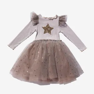 Tutu Dress | Long Sleeve in Beige | Petite Hailey