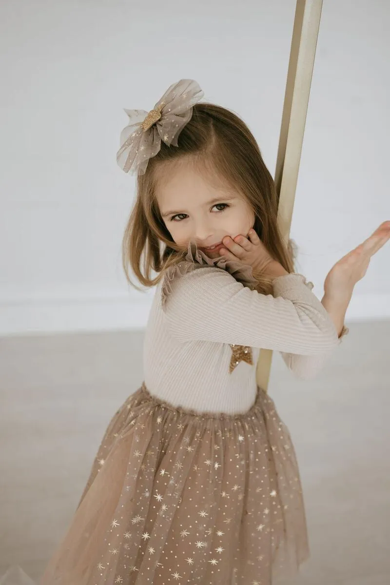 Tutu Dress | Long Sleeve in Beige | Petite Hailey