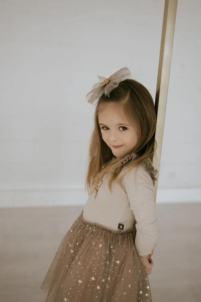 Tutu Dress | Long Sleeve in Beige | Petite Hailey