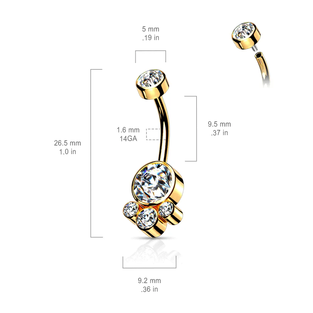 Uvelia Flat Disc Internally Threaded Belly Bar with Rose Gold Plating