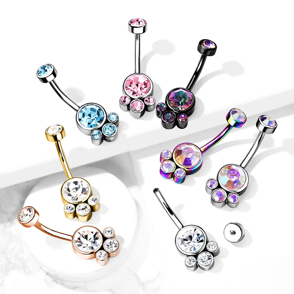 Uvelia Flat Disc Internally Threaded Belly Bar with Rose Gold Plating