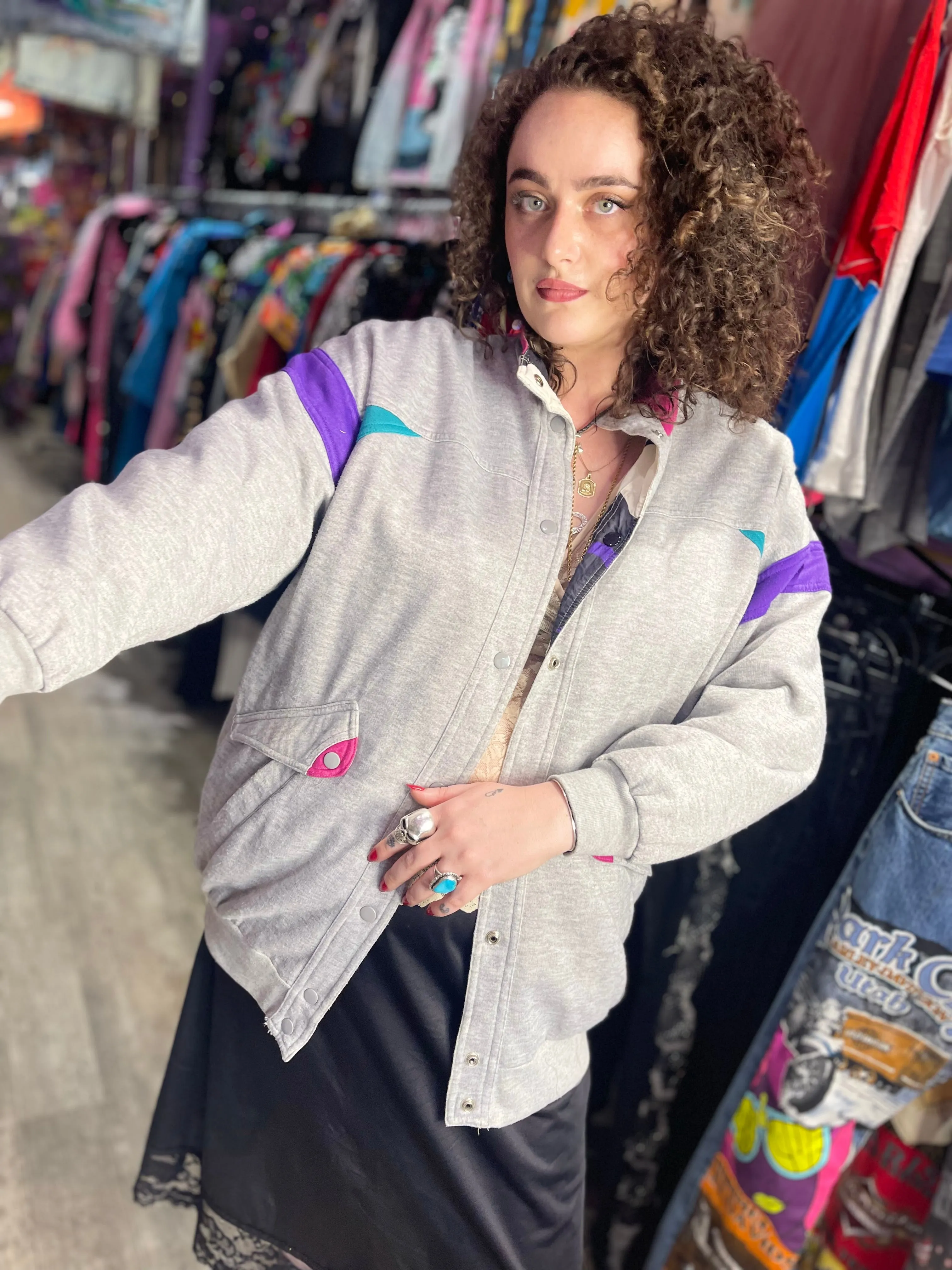 Vintage 90s Faces Print Reversible Windbreaker Jacket