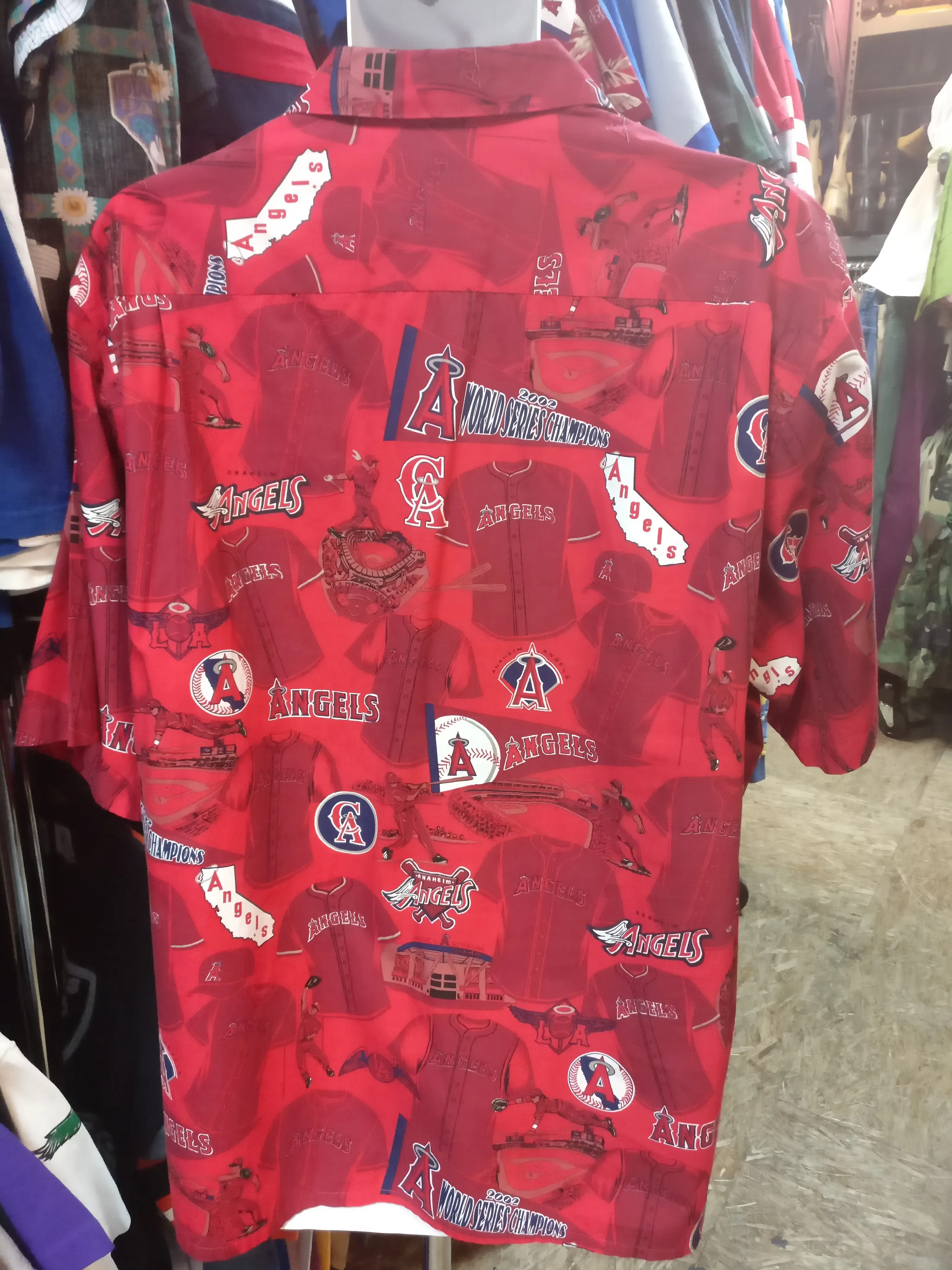 Vintage ANAHEIM ANGELS MLB Reyn Spooner Cotton Hawaiian Shirt XL