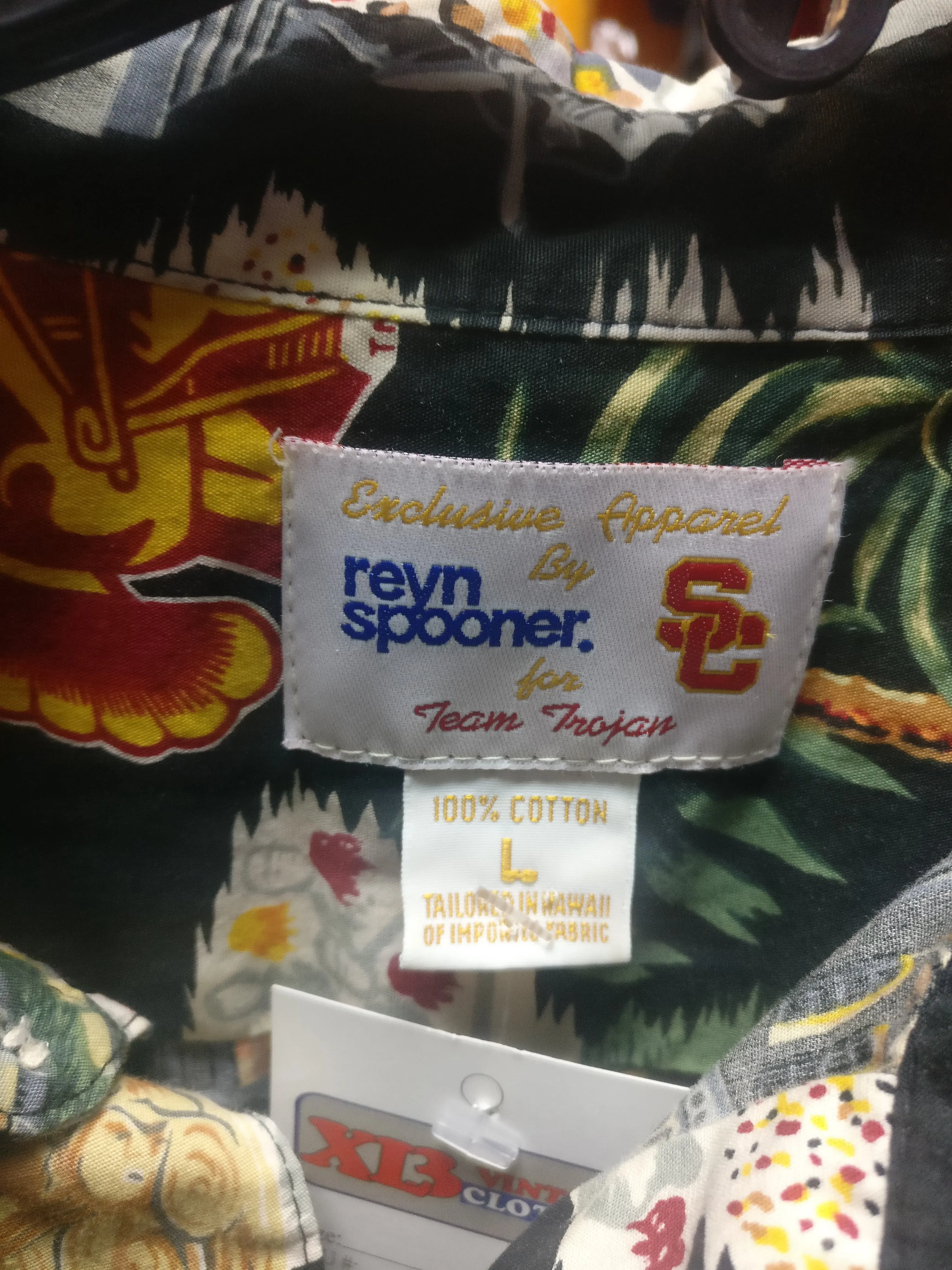 Vintage USC TROJANS NCAA Reyn Spooner Cotton Hawaiian Shirt L