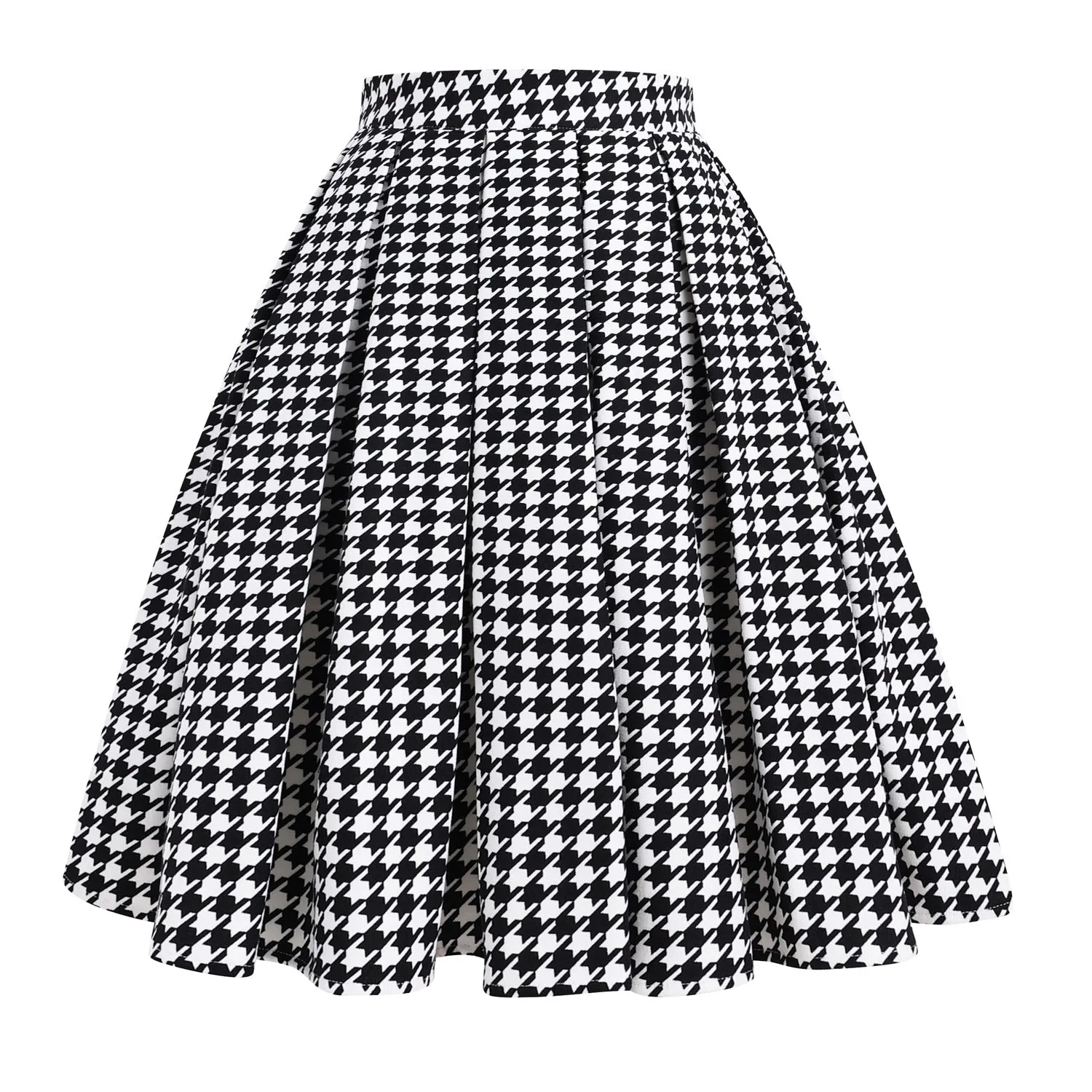 Wenkouban sexy outfit Retro Houndstooth A Fluffy Pleated Skirt Large Swing Skirt