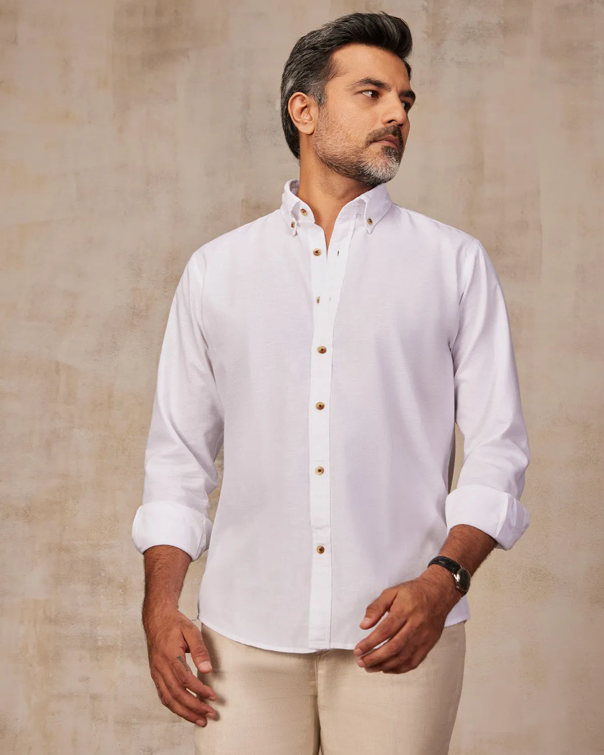 White Cotton Linen Shirt