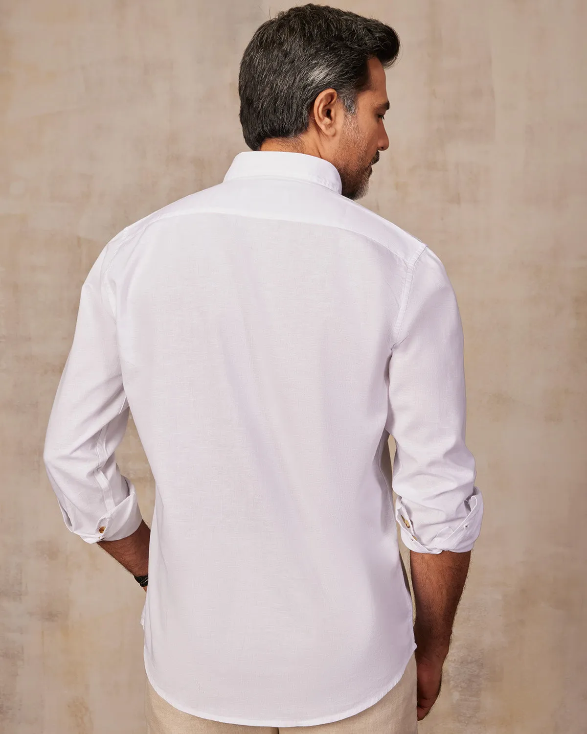 White Cotton Linen Shirt