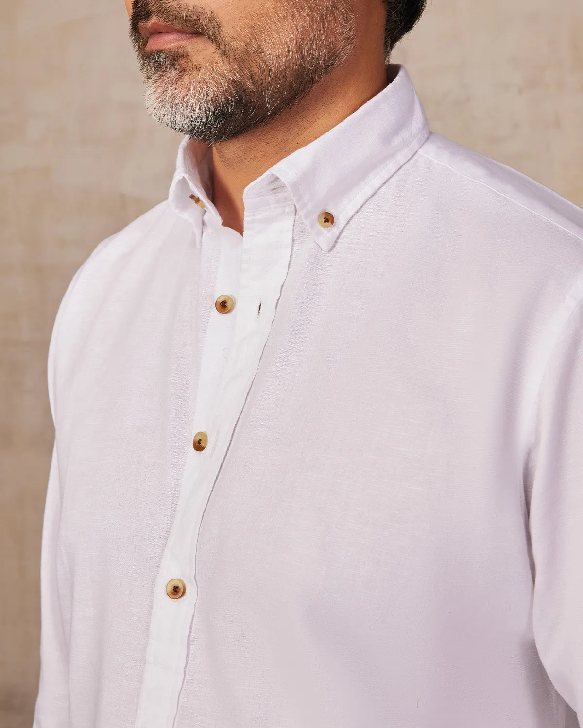 White Cotton Linen Shirt