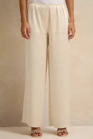 Women Beige Crinkled Trousers