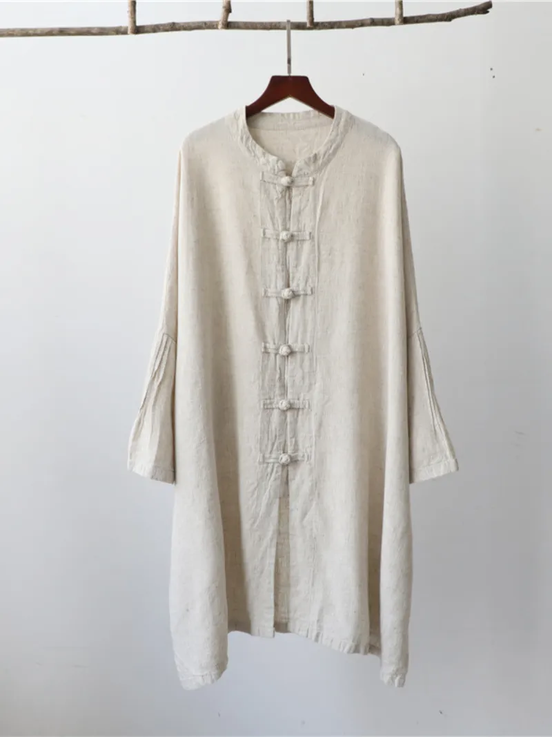 Women's Stylish Plate Button Loose Vintage Shirt Dress