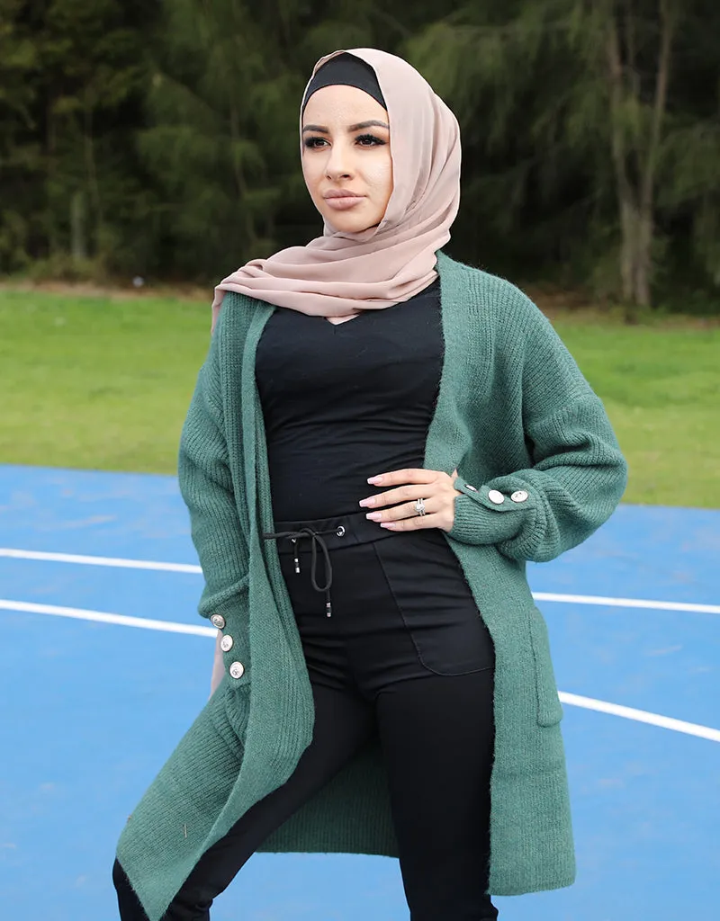 Wool Cardi with Pocket Hoody Midi