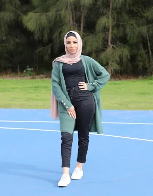 Wool Cardi with Pocket Hoody Midi