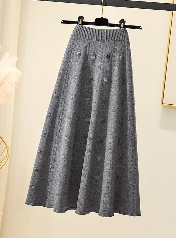 Wool Casual High Waist Skirt