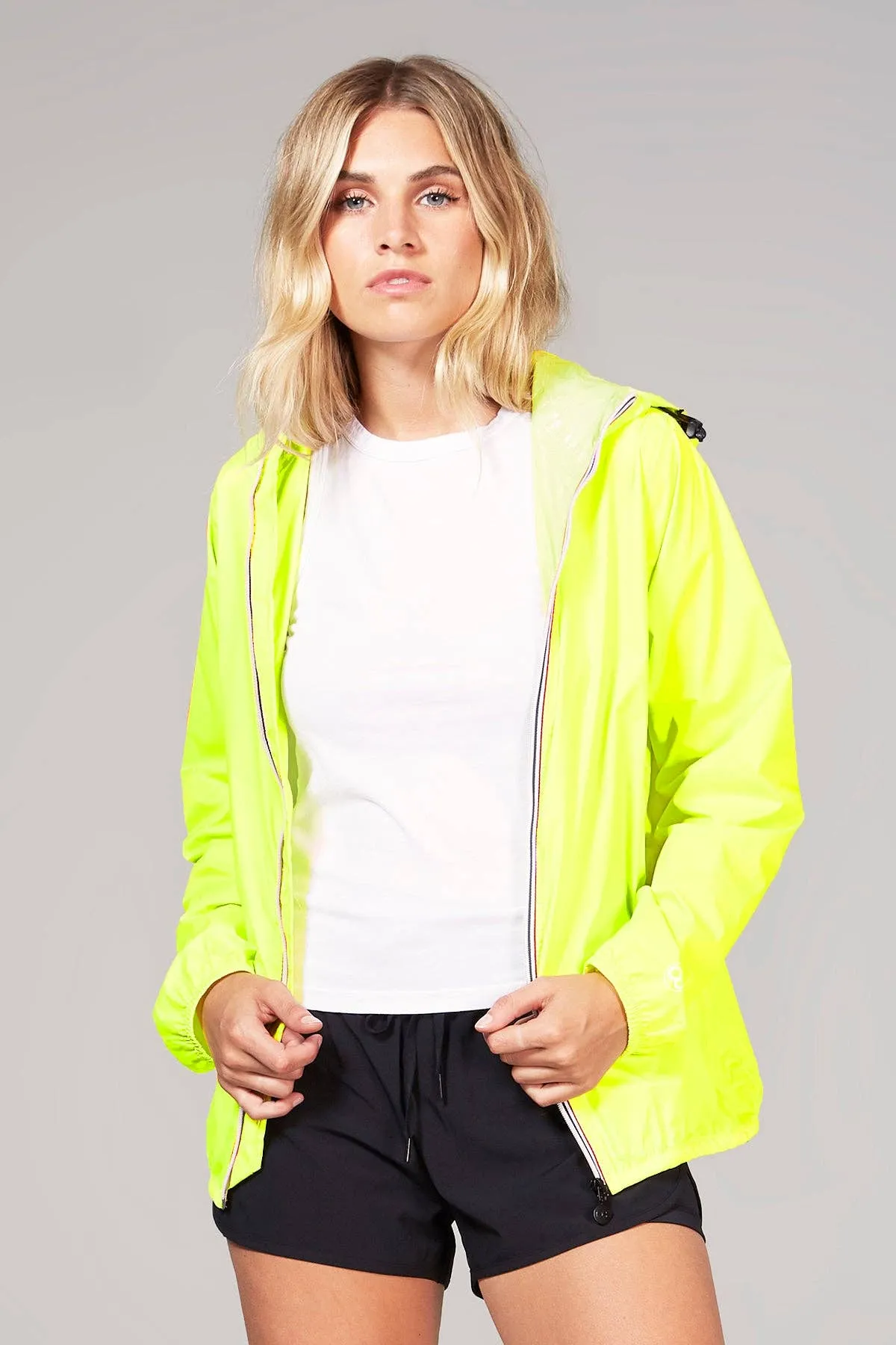 Yellow Full Zip Packable Rain Jacket