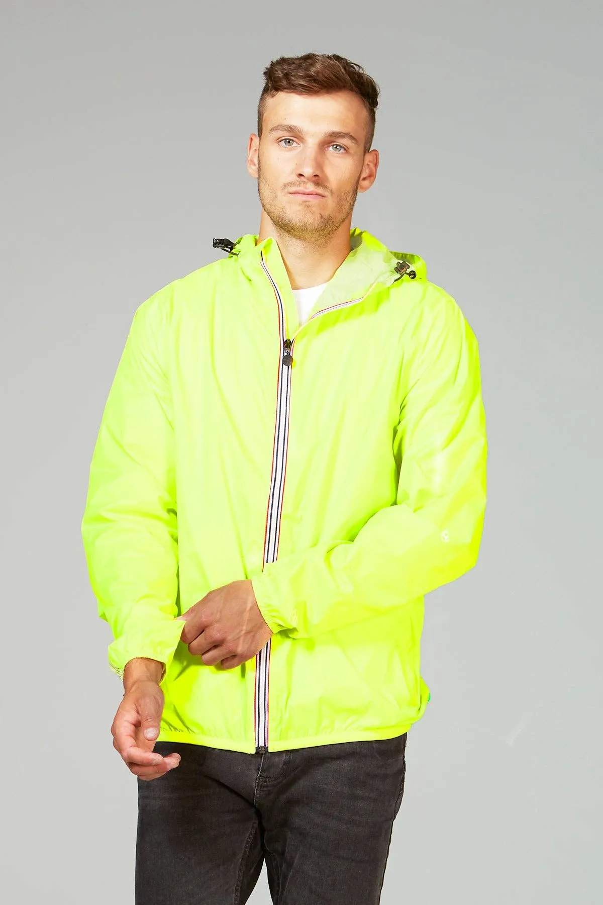 Yellow Full Zip Packable Rain Jacket